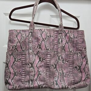 BCBGeneration Pink and Black Snake Print Tote